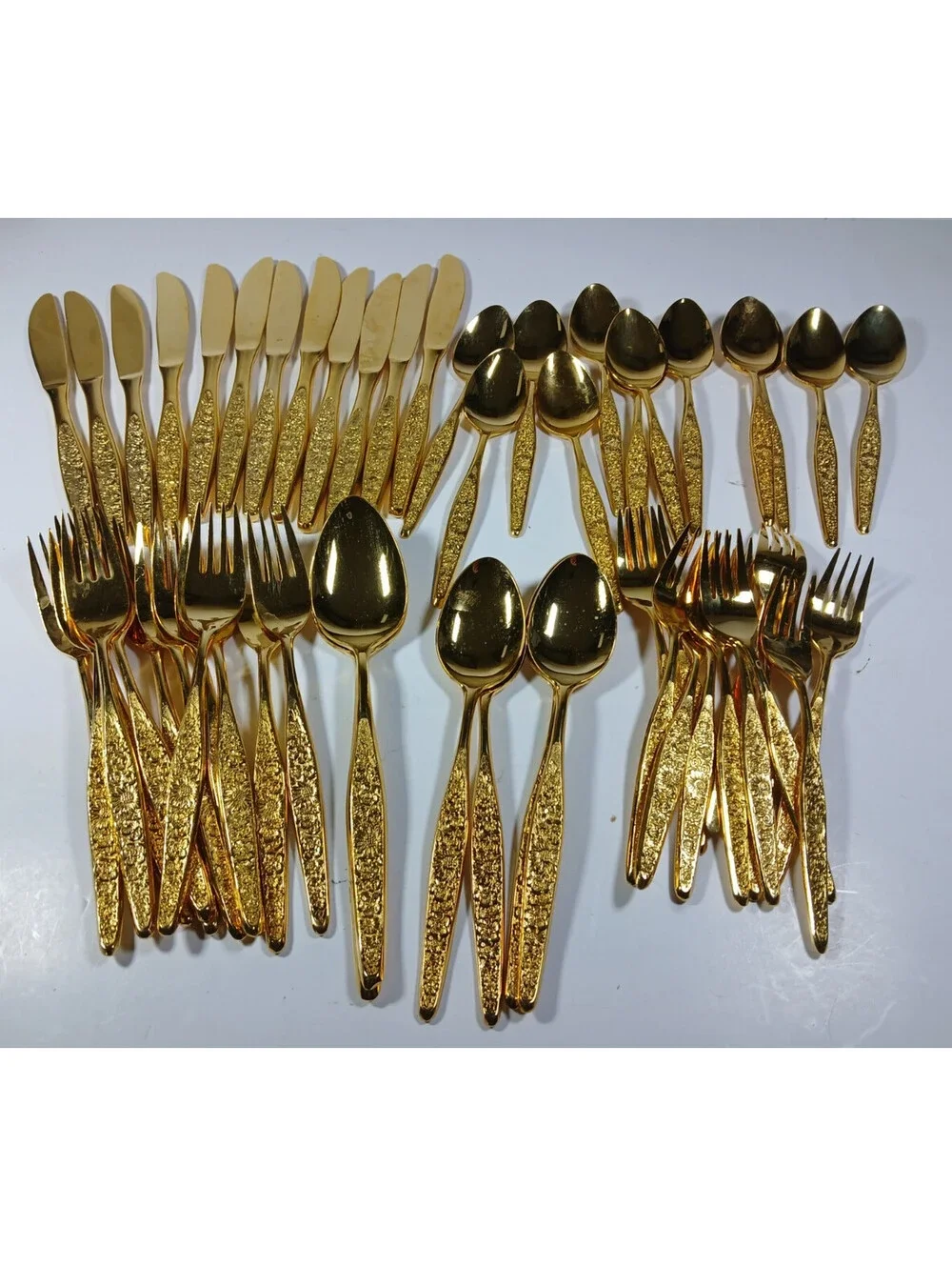 Vtg Present VIP 24K Gold Electroplate Flatware 54 pieces Setting for 12 